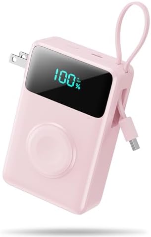 All-in-One Travel Charger: 10800 m Ah Power Bank with Integrated Wall Plug & USB-C Cable – Fast Charging for i Phone 16/15, Apple Watch, Android Devices – Versatile Wired & Wireless Charging Capabilities – Smart Display & Safety Protection for Effortless Power Management