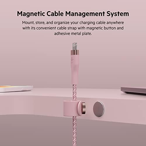 Belkin Boost Charge Pro Flex 10 FT Braided USB Type A to Lightning Cable – MFi Certified Fast Charger for i Phone 14/13/12/11/Pro/Max/Mini/SE & i Pad – Durable Pink Design for Enhanced Compatibility & Speed