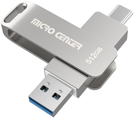 Unleash Your Storage Potential with the Micro Center 128 GB USB 3.2 Dual Drive – Fast 200 MB/s Transfer Speeds for Type-C & OTG Type-A Devices, Perfect for Android, Mac, and More – Sleek Swivel Metal Design for Ultimate Versatility and Durability
