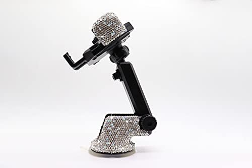 LYCARESUN Crystal Rhinestone Car Phone Mount Holder – Elegant Dashboard & Windshield Stand for Women, Universal Compatibility for Most Smartphones, Stunning Bling Car Accessory, Adjustable Viewing Angles for Hands-Free Navigation, Durable & Easy to Clean