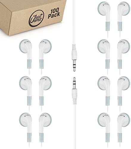 Affordable 100-Pack Wired Earbuds for Classrooms – Comfortable Disposable Headphones with 3.5 mm Jack for Students and Teachers – High-Quality Sound and Enhanced Compatibility for Educational Use – Perfect for Group Settings and Hygiene Needs