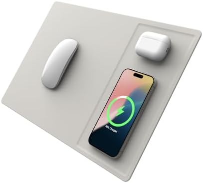 POUT H3 Midnight Blue Portable Qi Wireless Charging Mouse Pad – Effortless Device Charging Meets Sleek Workspace Efficiency for Laptops, i Phones, Air Pods & Samsung Galaxy – Lightweight, Non-Slip Design Enhances Productivity & Style