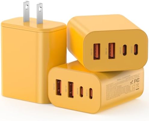 High-Speed USB C Charger Block 3-Pack – 40 W 4-Port Power Adapter for Quick Charge & Power Delivery, Compatible with i Phone 16/15/14/13/12/11/Pro Max & Tablets, Compact Wall Plug for Efficient Multi-Device Charging – Optimal Safety Features & Sleek Design