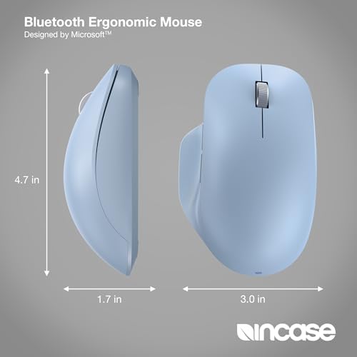 Elevate Your Productivity with the Incase Bluetooth Ergonomic Mouse by Microsoft – Multi-Device Connection, 15-Month Battery Life, Precision Tracking, and Comfortable Thumb Rest in Elegant Pastel Blue – Perfect for PCs and Laptops!