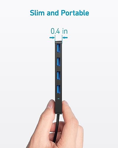 Anker Ultra-Slim 4-Port USB 3.0 Hub – Lightning-Fast 5 Gbps Data Transfer for Mac Book, i Mac, and Surface – Compact 0.7 ft Design for On-The-Go Professionals – Enhance Your Workspace with Effortless Connectivity and Seamless Device Integration
