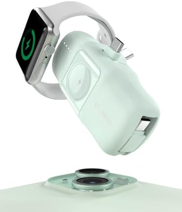 Travel Essentials Dual Mini Power Bank Set – 4500 m Ah Portable Charger for i Phone 14 & Apple Watch – Compact Fast Charging Solution in Sleek Black & White – Ideal Travel Accessory for On-the-Go Tech Users