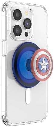 Marvel Captain America Mag Safe Pop Socket Grip – Secure Enamel Phone Holder with Kickstand, Wireless Charging Ready, Lightweight Design for Ultimate Usability and Marvel Fandom Style