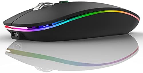 Uiosmuph G12 Slim Rechargeable LED Wireless Silent Mouse – Ultra-Portable USB Optical Computer Accessory with Type C Adapter for Seamless Compatibility and Noise-Free Operation in Blackish Green