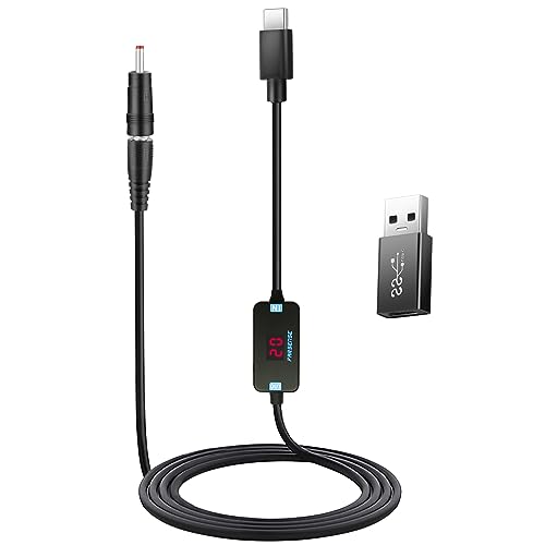 FARSENSE Versatile USB C to DC Adapter with 10 Connector Tips – 3.3 ft Barrel PD Trigger Cable for Effortless Voltage Switching and LED Voltage Display – Essential Power Solution for Laptops, Cameras, and More