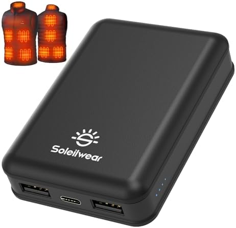 Ultimate 10,000 m Ah Power Bank for Heated Vests – High-Capacity Portable Charger with Dual USB Outputs & Type-C Input, Perfect for Heated Apparel and Electronic Devices, TSA-Compliant Travel Essential for Outdoor Enthusiasts and Daily Use