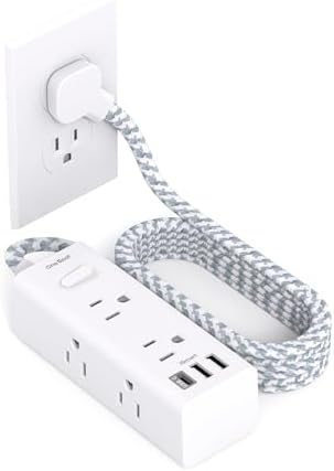 25 Ft Heavy-Duty Extension Cord with Surge Protection – One Beat Flat Plug Power Strip Featuring 6 Outlets & 3 USB Ports (Including USB-C) for Ultimate Device Connectivity in Home, Office, or Dorm Room – Enhanced Flexibility and Rapid Charging Solution