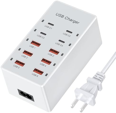 Multi-Device USB Charging Hub with 10 High-Speed Ports – Smart Plug Power Strip for i Phone 15/14/13, i Pads, Galaxy Watches & Android Phones – Ultimate Fast Charging Solution for Home & Office Efficiency