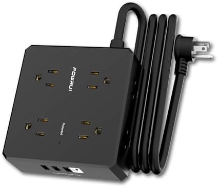 Maximize Your Power Management with a 6 Ft Surge Protector Power Strip – 8 Outlet Extension Cord Featuring 4 Fast USB Charging Ports (1 USB-C), Ideal for Home Office Convenience and Safety, ETL Listed for Enhanced Surge Protection and Compatibility