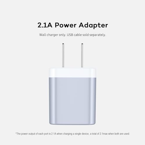 AILKIN Dual Port USB Wall Charger 2-Pack – 2.1 A Fast Charging Adapter for i Phone 15/14/13/12/11 Pro, Samsung Galaxy S23/S22/S21 – Compact Power Block with Quick Charge Technology – Universal Compatibility & Safety Features for Home and Travel
