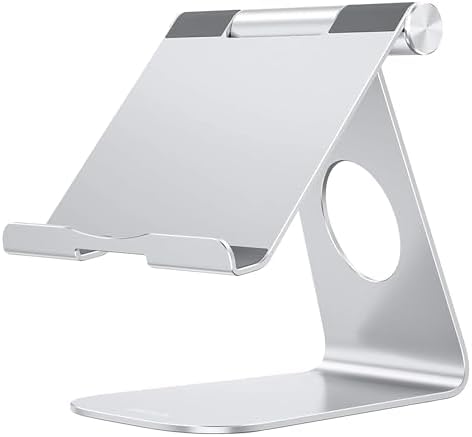 Ergonomic Adjustable Aluminum Tablet Stand – Versatile Cradle for i Pad & Samsung with Multi-Angle Viewing – Perfect for Enhanced Comfort and Productivity at Home, Office, or On-the-Go – Durable, Lightweight Design for All Tablets Up to 13 Inches