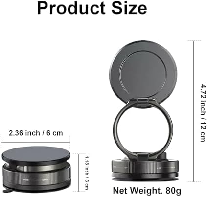 2025 Upgraded Vacuum Magnetic Car Phone Holder for Magsafe with N56 Grade Magnets, 360° Rotatable and 180° Flippable Car Phone Mount, Cell Phone Holders for Car & All Smartphones (Black) – Enhanced Compatibility and Speed