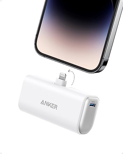 ANKER Nano Power Bank 5,000 m Ah with Built-in Lightning Connector – MFi Certified Portable Charger for Fast Charging i Phone 14/13/12 Series, Compact & Travel-Friendly Power Solution in Purple – Effortless, Tangle-Free Charging Anywhere