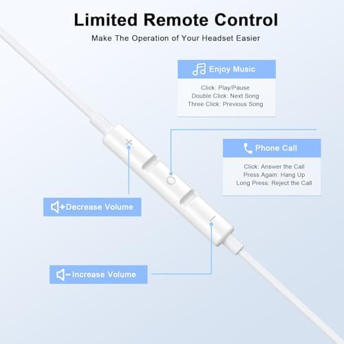 High-Fidelity Wired Earbuds for i Phone – 2-Pack with Advanced Noise Cancellation & Built-In Microphone – Perfectly Compatible with i Phone 14, 13, 12, 11 Pro Max, XS, XR, X, 8, 7 – Ergonomically Crafted for All-Day Comfort & Superior Audio Clarity – Ideal for Music Lovers and Gamers Seeking Exceptional Sound Quality