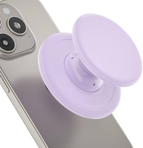 Magnetic Mag Safe Phone Grip Holder – Ergonomic Collapsible Stand for i Phone 12-16 Series, Transparent White Finish for Enhanced Style and Functionality, Secure Grip for Texting and Hands-Free Viewing, Lightweight and Portable Mobile Accessory