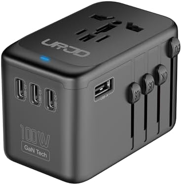 Global Travel Companion: High-Performance Universal Adapter with 6 A Output, Featuring 3 USB-C & 2 USB-A Ports for Swift Charging Across 200+ Countries – Perfect Solution for EU, US, UK, AU and Beyond
