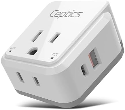 Compact Travel Power Adapter Set for Brazil, Peru & Chile – 20 W Dual USB & USB-C Charger with 2 USA Sockets – Fast Charging with Type C & N Attachments – Portable Plug Converter for Global Travelers – Stay Connected Anywhere