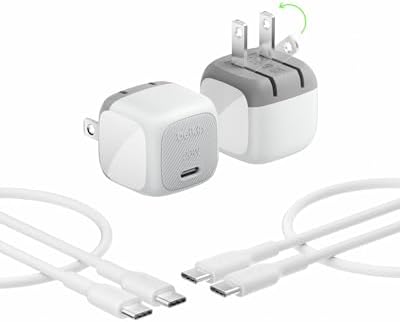 Belkin 20 W USB-C Charger Block (2-Pack) – Ultra-Fast Power Delivery for i Phone 16/15/14/13, i Pad, Air Pods & Samsung Galaxy S25 – Compact Design for Home, Office & Travel – Reliable Charging for Nintendo Switch 2 & More – Sleek White Finish