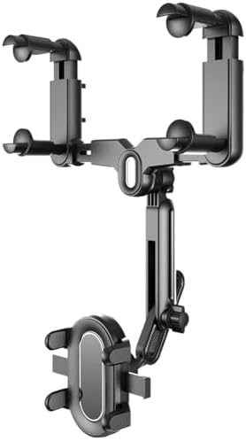 Ultimate 360° Rotating Rearview Mirror Phone Holder for Cars – Superior Anti-Shake Technology with Adjustable Arms for All Smartphone Models – Effortless Hands-Free Navigation & Communication – Must-Have Car Accessory Enhancing Driver Safety and Convenience