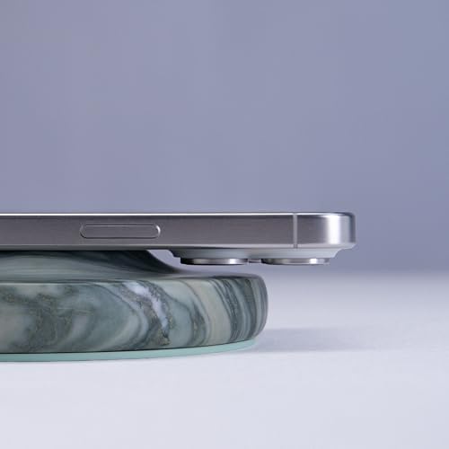 Elevate Your Charging Experience with the Einova Dual Classic Stone – Luxurious Wireless Charging Pad in Genuine Black Marquina Marble, Handcrafted in Italy, Featuring a 6 ft Integrated USB-C Cable for Fast Charging of Smartphones, Wireless Earbuds, and Smartwatches – Unmatched Aesthetics and Broad Compatibility for Qi-Enabled Devices