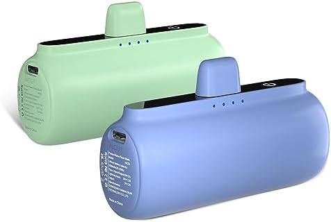 Dual Pack 5500 m Ah Mini Portable Charger for i Phone – Ultra-Compact Power Bank with PD Fast Charging in Stylish Black & Pink – Perfect Travel Accessory for i Phone 14/13/12/11/X/8/7/6 – Enhanced Compatibility & Convenience for On-the-Go Power