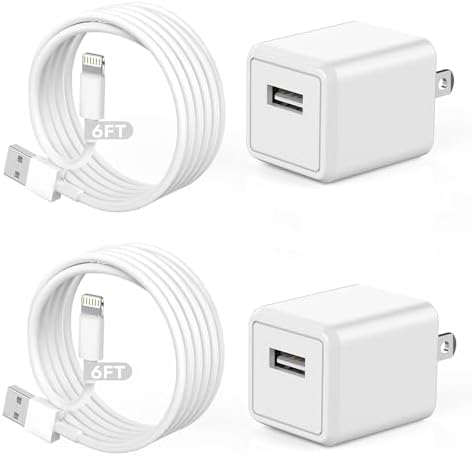 Apple MFi Certified 10 ft Lightning Charger Cable – Dual Pack Fast Charging Cords with USB Wall Adapters for i Phone 14/13/12/11 Pro Max/SE/i Pad – Ultimate Convenience & Speed for All Lightning Devices