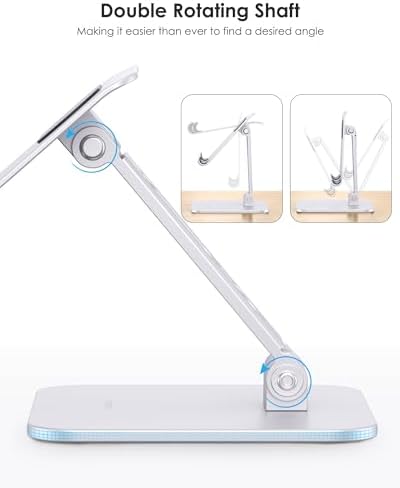 Premium OMOTON Adjustable Tablet Stand – Heavy-Duty Portable Holder for i Pad Pro/Air/Mini & Surface Pro (4.7″ to 15.6″) – Ergonomic, Sturdy Design for Enhanced Viewing Comfort and Travel Convenience