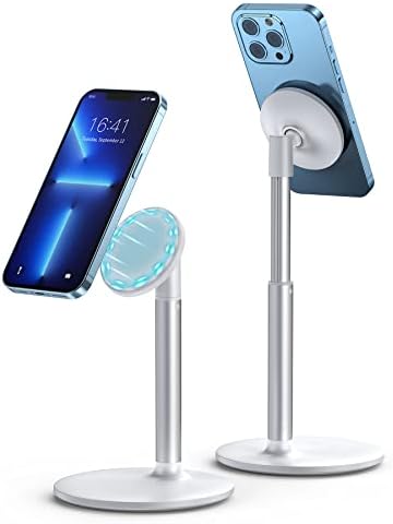 Magnetic Desk Phone Stand for iPhone 16/15/14/13/12 – Phone Holder Dock with 360°Rotation, Height&Tilt Adjustable for Office/Home Compatible with iPhone 16 15 14 13 12 Mini/Plus/Pro/Pro Max,Mag-Safe – Enhanced Compatibility and Speed