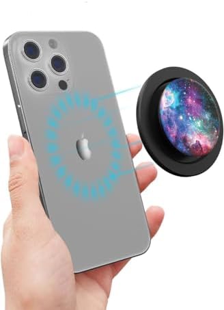 Transform Your Mobile Interaction with the Blue Nebula Galaxy Magnetic Phone Grip – Mag Safe-Compatible Holder for Effortless Wireless Charging, Enhanced Durability, and Customizable Comfort, Complete with Adapter Ring for Ultimate Security During Any Activity
