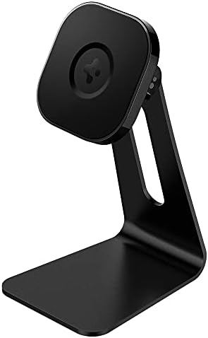 Spigen One Tap Mag Fit Wireless Charger Mount for i Phone 16/15/14/13/12 & Air Pods Pro – Effortless Magnetic Charging Stand with Innovative One Tap Technology, Sophisticated Black Finish, Enhanced Mag Safe Support, and Non-Slip Stability for Seamless Home and Office Charging Solutions