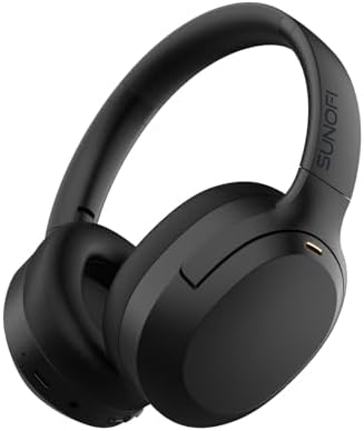 Suno Fi Hybrid Active Noise Cancelling Over-Ear Headphones – Wireless Hi-Res Audio with Exceptional Deep Bass, 40-Hour Playtime, and Foldable Travel Design for Comfort and Connectivity – Chic White Finish Perfect for Modern Sound Enthusiasts