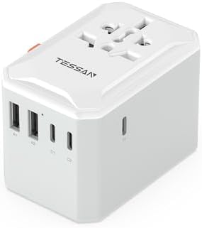 TESSAN 100 W Ga N Travel Adapter with 5 USB Ports – Universal Power Converter for Global Charging in 200+ Countries, Fast Charging Solution for Laptops, Smartphones & Tablets – Compact & Lightweight Design for Effortless Portability