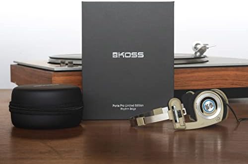 Koss Porta Pro Limited Edition On-Ear Headphones in Rhythm Beige – Exceptional Audio Fidelity for Enthusiasts and Casual Listeners – In-Line Microphone with Touch Control & Volume Adjustment – Vintage Aesthetic Meets Modern Technology – Durable Hard Carry Case for Optimal Portability and Protection – Perfect for Everyday Use and On-the-Go Listening