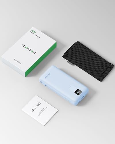 Charmast Ultra-Fast 20000 m Ah Portable Charger with Integrated Cables and Wall Plug – Universal Compatibility for i Phone 16/15/14/13, Samsung, Google, i Pad – Sleek Design, Rapid 20 W USB-C Power Delivery for On-the-Go Charging Solutions