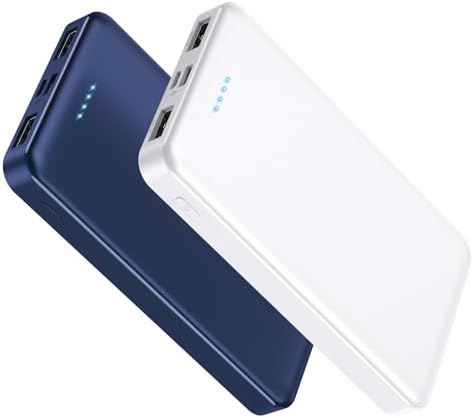 Ultra-Slim 10000 m Ah Portable Power Bank – Dual USB Outputs & USB-C Input, Compact External Charger for i Phone 12/13, Samsung S20, Tablets – Stylish Black and Red Design for Maximum Portability and Enhanced Device Compatibility