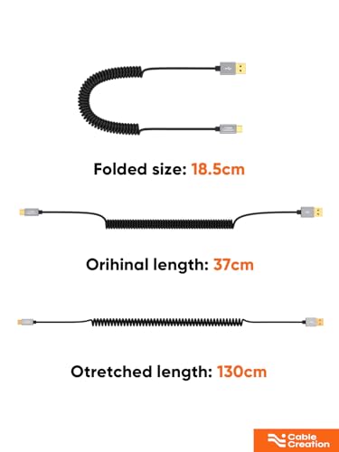 Revolutionize Your Charging Experience with the Cable Creation 5 ft Retractable USB-C Coiled Cable – Fast 3 A Charging for Android Auto, Apple Car Play, i Phone 15/16, and More – Durable, Tangle-Free Design for Effortless Data Sync and Seamless Connectivity Across All Type C Devices