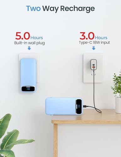 12000 m Ah Ultra-Light Portable Power Bank with Built-In Cables & AC Wall Plug – PD20 W USB-C Fast Charging for i Phone, Samsung & Android – LED Display for Battery Monitoring – Ultimate Travel Companion for Quick Device Recharging