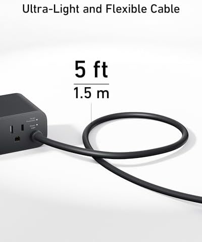 Anker Nano 100 W Power Delivery Charging Station – 7-in-1 USB C Power Strip for i Phone 16/15/14 & Mac Book Air/Pro – 3 AC Outlets, 2 USB A, 2 USB C, 5 ft Slim Cord – Versatile Desktop Charger for Home & Office – Enhanced Device Compatibility & Rapid Charging Solution