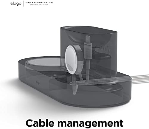 elago Mag Safe Multi-Device Charging Hub – Streamlined Charging Station for i Phone 16/15/14/13/12, Air Pods Series 4/Pro 2/Pro/3, and All Apple Watch Models – Sleek Dark Gray Finish for Effortless Organization and Rapid Power-Up (Cables Not Included)