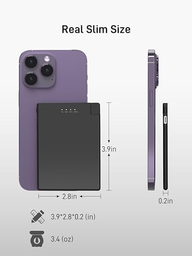 Auskang Ultra-Slim Power Bank with Integrated Cable – Lightweight Portable Charger for i Phone 15, Samsung Galaxy/Note, Google Pixel, and Android USB-C Devices – Fast Charging and Enhanced Compatibility for On-the-Go Connectivity