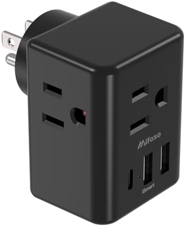 Dual USB Wall Charger & Multi-Plug Outlet Extender – 2 Pack Travel Power Strip for Easy Charging on Cruises & Hotels, ETL Listed, Compact & Lightweight Design for Ultimate Portability