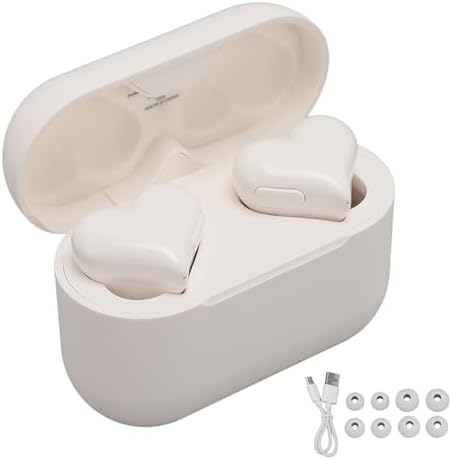 Heart-Shaped Bluetooth 5.3 Earbuds for Couples – Stylish Purple Wireless Earphones with Exceptional Hi-Fi Stereo Sound, Advanced Noise-Canceling Technology, and Portable Charging Case for Active Lifestyles and Romantic Escapes
