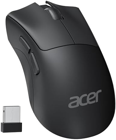Acer Wireless Mouse – 1200 DPI Ergonomic Computer Mouse with 2.4 GHz USB A Receiver for Seamless Compatibility Across Windows, mac OS, and Android – Lightweight Design & 5 Customizable Buttons for Enhanced Productivity