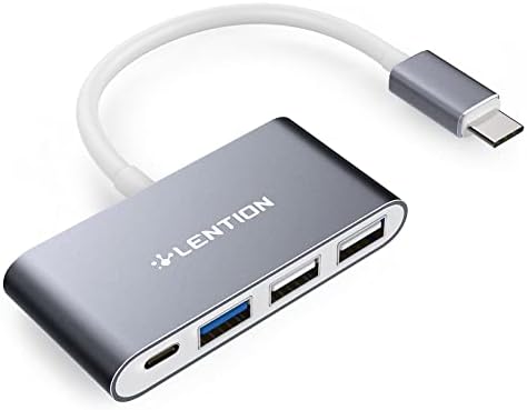 Maximize Your Device Connectivity with the Lention 4-in-1 USB-C Hub – Ultimate Multiport Adapter for Mac Book Pro (M1-M4), Mac Air, i Phone 16-15, and Chromebook – High-Speed Data Transfer & Portable Charging Solution in Sleek Space Gray – Essential Accessory for Streamlined Workspaces