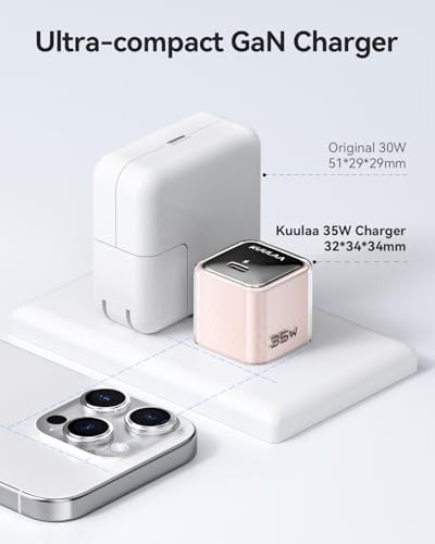 Kuulaa 35 W Ga N USB C Charger Block – Ultra-Compact Fast Charging Adapter for i Phone 16/15/14/13 & Galaxy S25/S24/S23 – Advanced PPS Technology for Customized Power Delivery – Perfect for Travel and Daily Use with Enhanced Safety Features