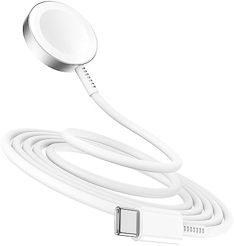 Premium 5 W Fast Charging USB C Cable for Apple Watch – 6 ft Magnetic Charger, MFi Certified, Compatible with Series SE2/8/7 & All Sizes 38 mm to 45 mm – Reliable & Efficient Power Solution for On-the-Go Users